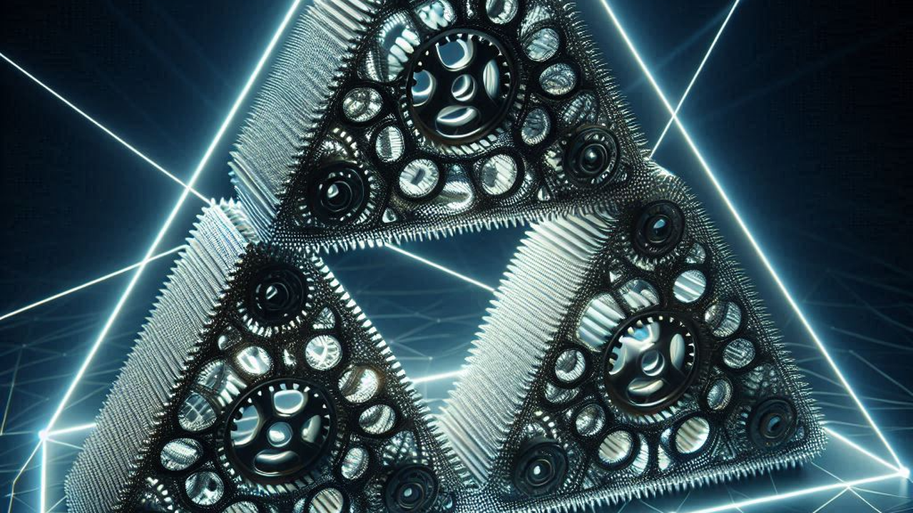 Artist's impression of a fractal geometry known as Sierpiński gasket.